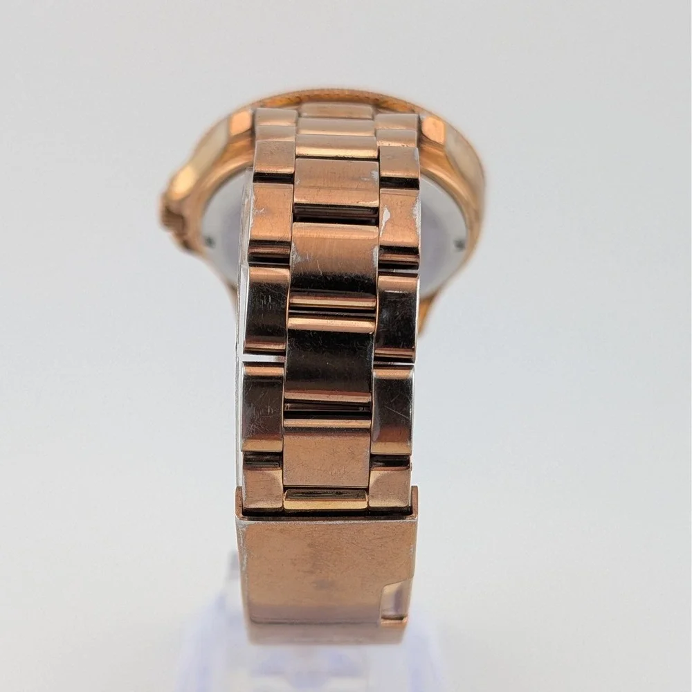Fossil Retro Traveler AM4454 Watch Rose Gold Crystal Bezel Guilloche Dial 36mm